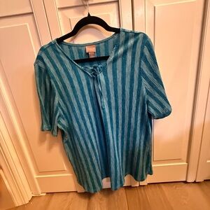 Chico's Teal Striped Blouse